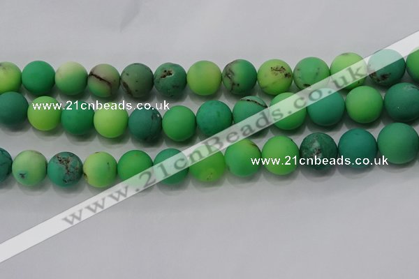CAA1153 15.5 inches 10mm round matte grass agate beads wholesale