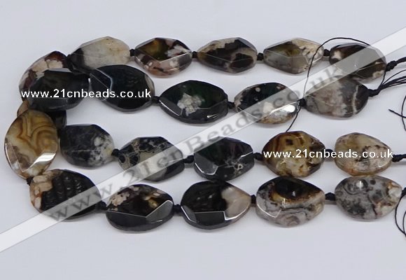 CAA1199 15.5 inches 20*25mm - 25*35mm faceted freeform sakura agate beads