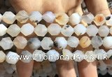 CAA1233 15.5 inches 12mm faceted nuggets matte dendritic agate beads