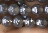 CAA1260 15.5 inches 6mm faceted round AB-color grey agate beads