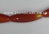 CAA127 15.5 inches 10*30mm rice red agate gemstone beads
