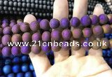 CAA1334 15.5 inches 12mm round matte plated druzy agate beads