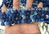 CAA1505 15.5 inches 6mm round matte banded agate beads wholesale