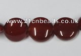 CAA157 15.5 inches 15mm flat round red agate gemstone beads