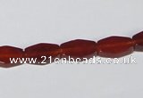 CAA177 15.5 inches 7*12mm hexagon red agate gemstone beads