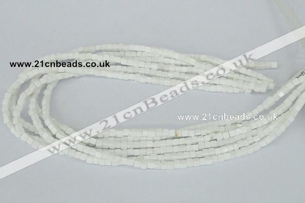 CAA18 15.5 inches 4*4mm cube white agate gemstone beads wholesale