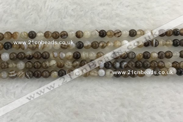 CAA1820 15.5 inches 4mm round banded agate gemstone beads
