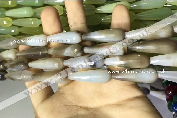 CAA2092 15.5 inches 10*30mm faceted teardrop agate beads