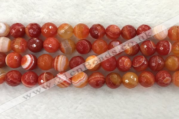 CAA2230 15.5 inches 14mm faceted round banded agate beads