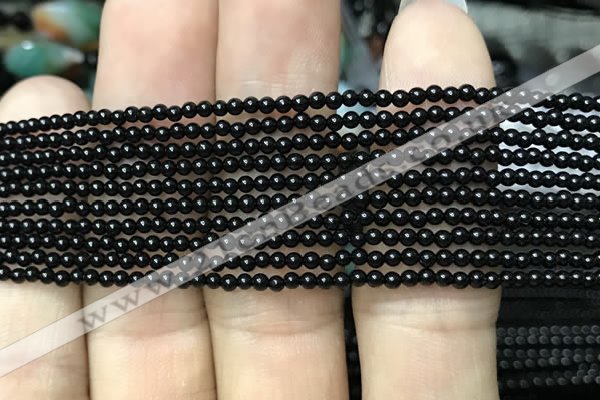 CAA2400 15.5 inches 2mm round black agate beads wholesale