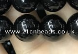 CAA2406 15.5 inches 12mm round black agate beads wholesale