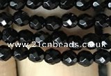 CAA2414 15.5 inches 3mm faceted round black agate beads wholesale