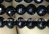 CAA2426 15.5 inches 6mm faceted round black agate beads wholesale