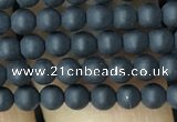 CAA2446 15.5 inches 3mm round matte black agate beads wholesale