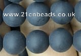 CAA2450 15.5 inches 10mm round matte black agate beads wholesale