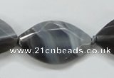 CAA250 15.5 inches 22*30mm faceted marquise grey line agate beads