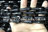 CAA2520 15.5 inches 10*30mm faceted teardrop black agate beads