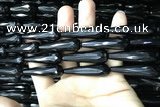 CAA2522 15.5 inches 12*40mm faceted teardrop black agate beads