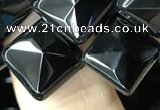 CAA2628 15.5 inches 12*12mm faceted diamond black agate beads