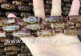 CAA2663 15.5 inches 10*28mm - 11*30mm rice tibetan agate dzi beads