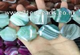 CAA2775 25*32mm - 27*35mm faceted freeform line agate beads