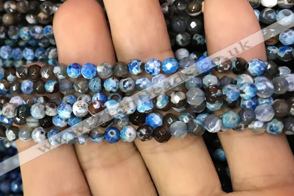CAA2827 15 inches 4mm faceted round fire crackle agate beads wholesale