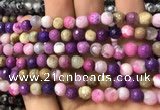 CAA2914 15 inches 6mm faceted round fire crackle agate beads wholesale