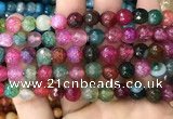 CAA3010 15 inches 8mm faceted round fire crackle agate beads wholesale