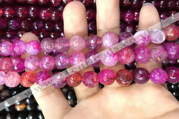 CAA3057 15 inches 10mm faceted round fire crackle agate beads wholesale