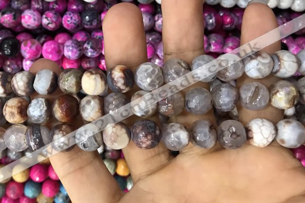 CAA3061 15 inches 10mm faceted round fire crackle agate beads wholesale