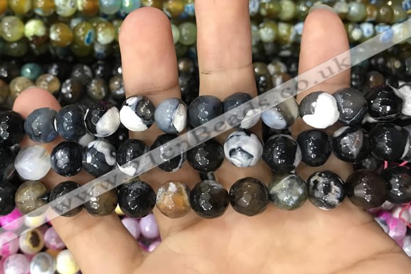 CAA3063 15 inches 10mm faceted round fire crackle agate beads wholesale