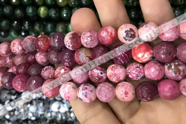 CAA3076 15 inches 10mm faceted round fire crackle agate beads wholesale