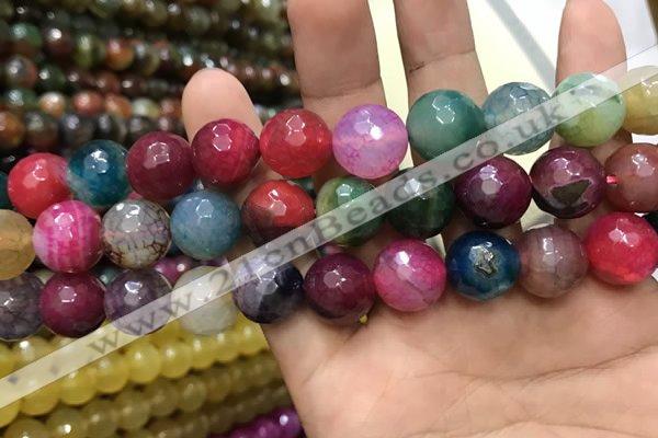 CAA3198 15 inches 14mm faceted round fire crackle agate beads wholesale