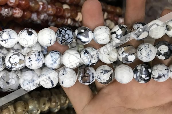 CAA3231 15 inches 16mm faceted round fire crackle agate beads wholesale