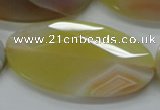 CAA326 15.5 inches 30*60mm faceted oval yellow line agate beads