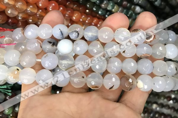 CAA3362 15 inches 10mm faceted round agate beads wholesale