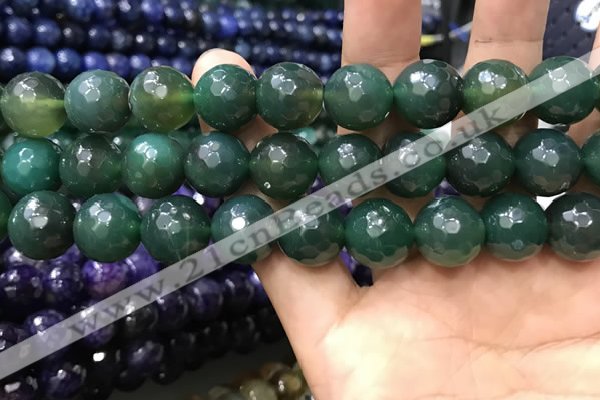 CAA3431 15 inches 14mm faceted round agate beads wholesale