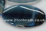 CAA347 15.5 inches 30*60mm oval blue line agate gemstone beads
