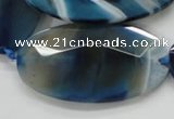 CAA352 15.5 inches 30*60mm faceted oval blue line agate beads