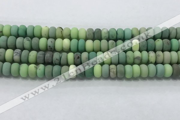 CAA3523 15.5 inches 5*8mm rondelle matte grass agate beads wholesale