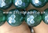CAA3545 15.5 inches 10mm faceted round AB-color green agate beads
