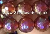 CAA3550 15.5 inches 8mm faceted round AB-color red agate beads