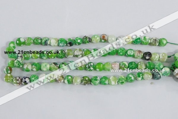 CAA371 15.5 inches 10mm faceted round fire crackle agate beads