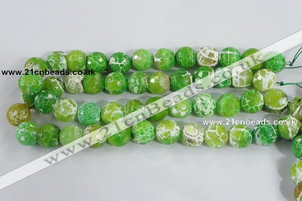 CAA372 15.5 inches 12mm faceted round fire crackle agate beads