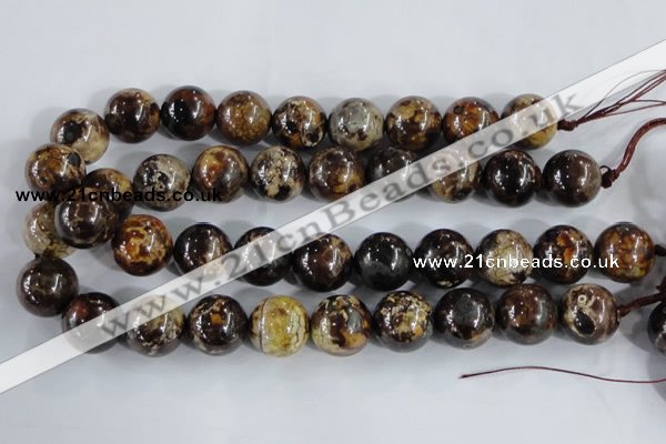 CAA397 15.5 inches 16mm round fire crackle agate beads wholesale