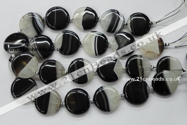 CAA434 15.5 inches 30mm flat round agate druzy geode beads