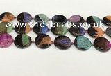 CAA4408 15.5 inches 20mm flat round agate druzy geode beads