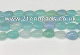 CAA4706 15.5 inches 13*18mm flat teardrop banded agate beads wholesale