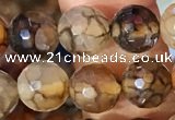 CAA5062 15.5 inches 6mm faceted round dragon veins agate beads
