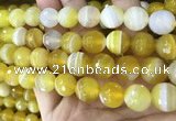 CAA5154 15.5 inches 14mm faceted round banded agate beads